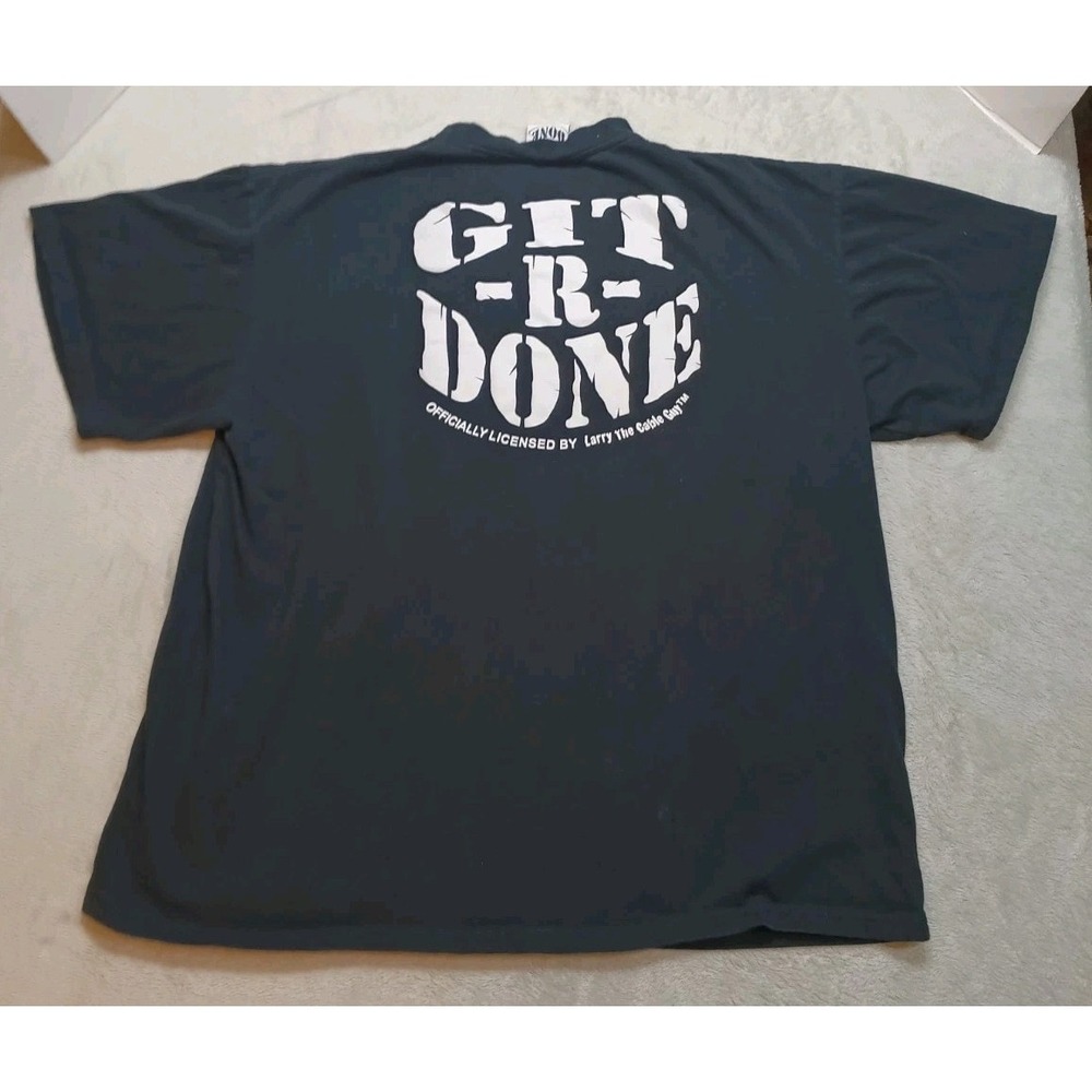 Vintage Mens XXL Y2K Larry The Cable Guy Git R Done Black T Shirt Double Sided